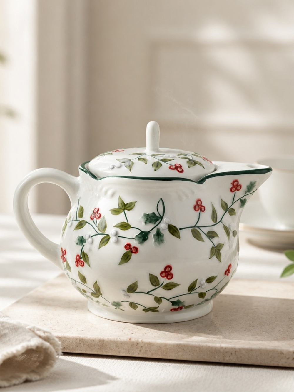 Pfaltzgraff Winterberry Personal Tea Pot w/ Infuser - New Condition